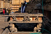 The great Chola temples of Tamil Nadu - The Brihadishwara Temple of Thanjavur. The spout that drains the water used for bathing the deity. 